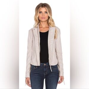 Free People Cool and Clean Faux Suede Jacket Moto side sweater panels Ivory XL